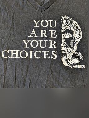 You Are Your Choices Seneca Philosophy Black V Neck Tee Shirt Sz XL